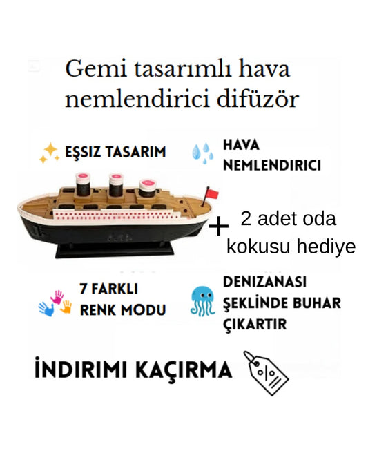 Hava Nemlendirici Işıklı Titanik Gemi Oda Kokusu Difüzör